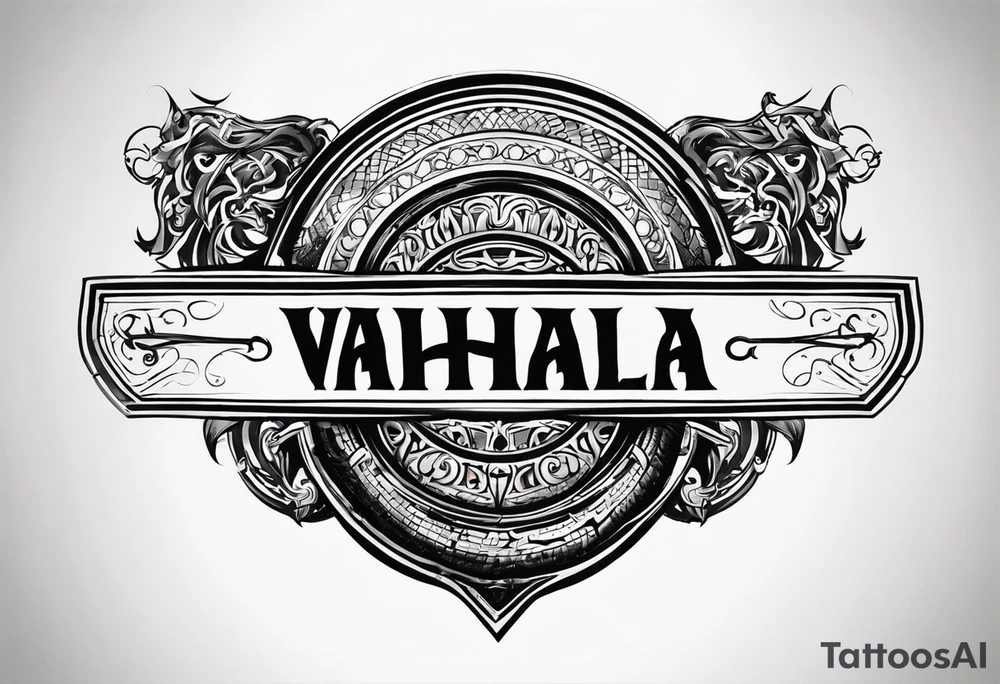 Valhalla round shield 
 cloud axe tattoo idea
