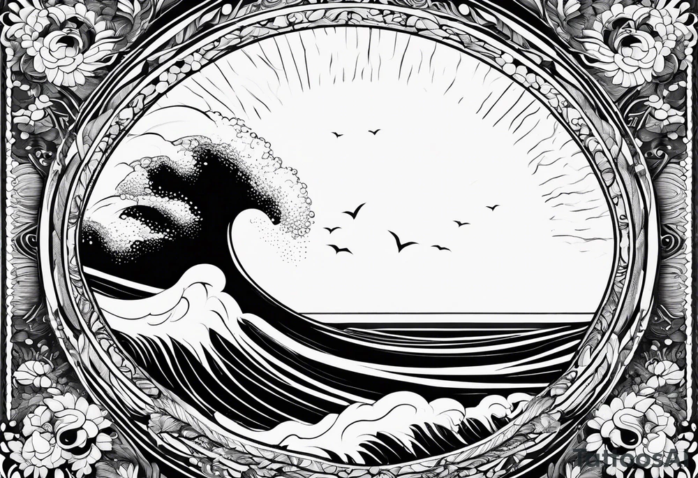 I want a tattoo of the ocean in circle which is choatic tattoo idea