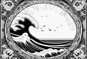 I want a tattoo of the ocean in circle which is choatic tattoo idea