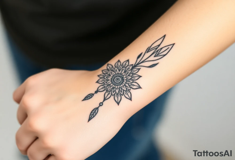 spiritual feather indian mandala shaman tattoo idea