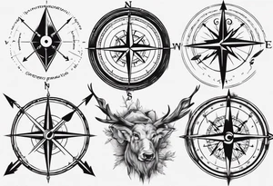 compass with a hunting arrow going through it vertically tattoo idea