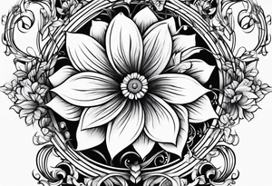 abstract flower with vines tattoo idea