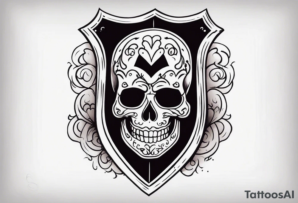 shadows of the dead inside a shield shape tattoo idea