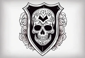 shadows of the dead inside a shield shape tattoo idea