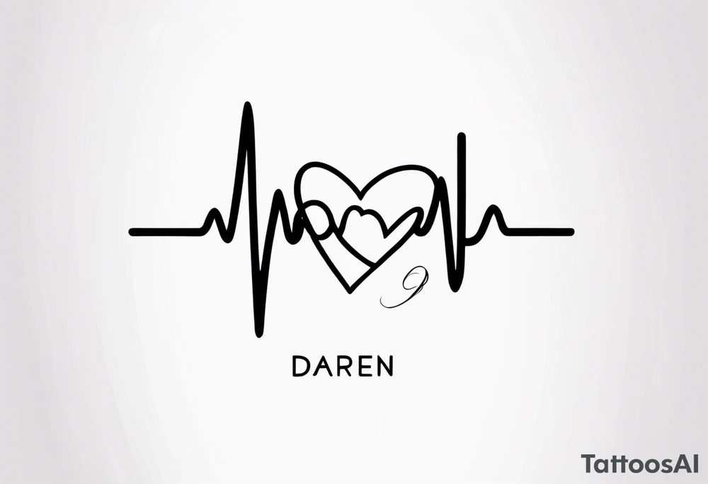 Heartbeat line intertwined with the words Darren Forever tattoo idea