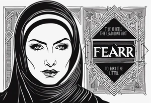 Been gesserit litany against fear from the book Dune. Particularly focused on the part “fear is the little death that brings total obliteration” tattoo idea
