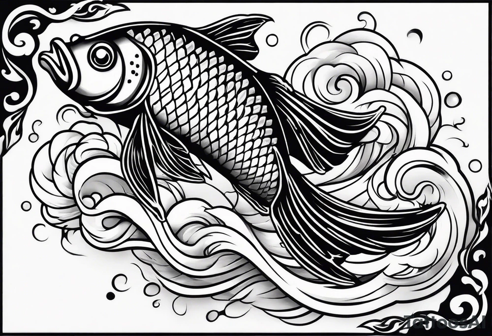 a koi fish in japanese sleeve tattoo style tattoo idea