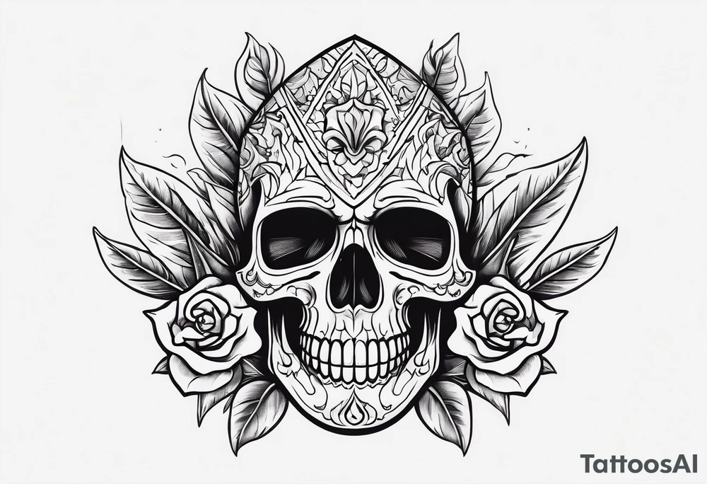 A chilli pepper with a skull on it facing one of the sides. tattoo idea