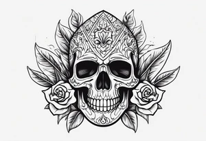 A chilli pepper with a skull on it facing one of the sides. tattoo idea