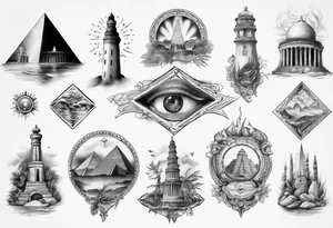 seven wonders of world tattoo idea