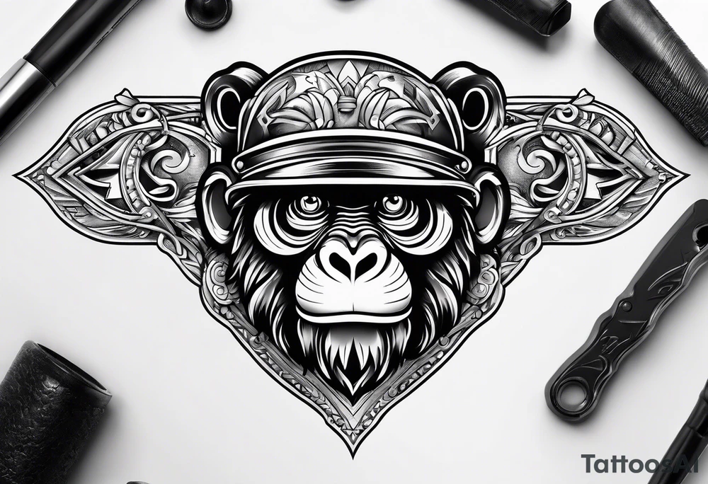 american traditional style monkey 
wrench tattoo idea
