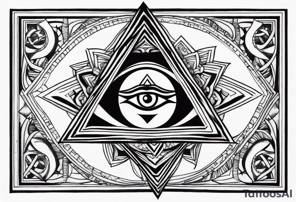 Om symbol with third eye and pyramids tattoo idea