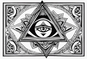 Om symbol with third eye and pyramids tattoo idea