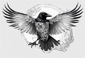 Draw a tattoo depicting the intelligence of a crow tattoo idea