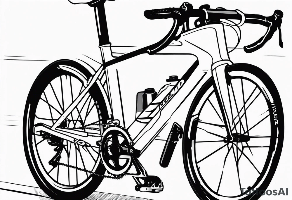 Full arm sleeve , road bicycle, black and white, color accents, fine line tattoo idea