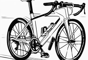 Full arm sleeve , road bicycle, black and white, color accents, fine line tattoo idea