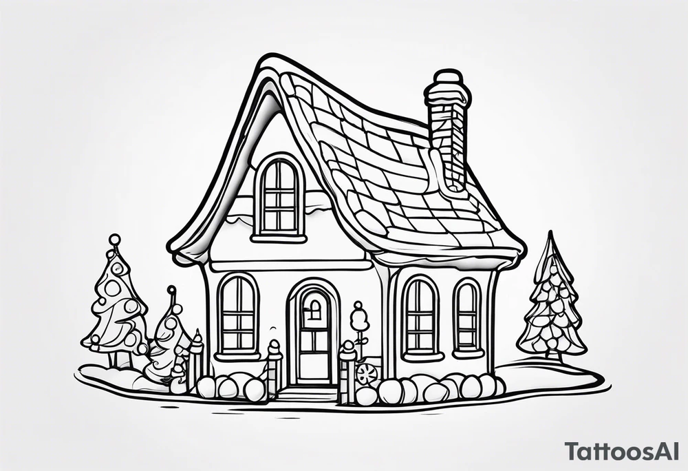 Charming Gingerbread House tattoo idea