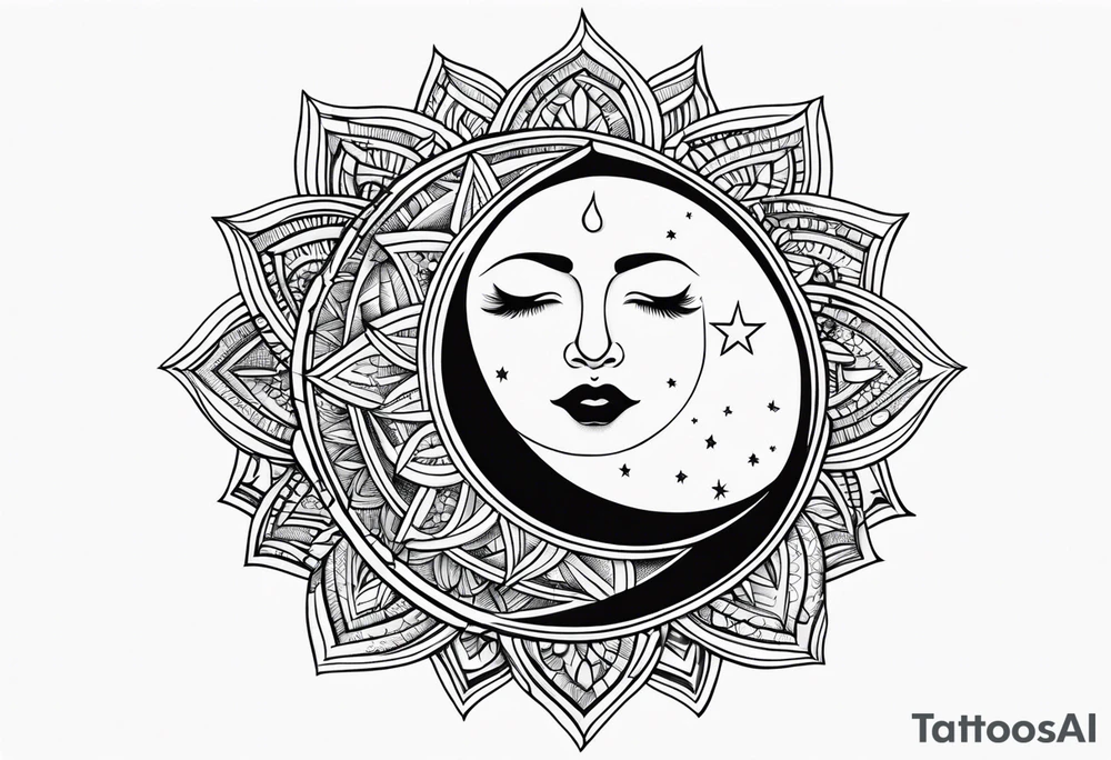 Sun kissing the moon tattoo idea