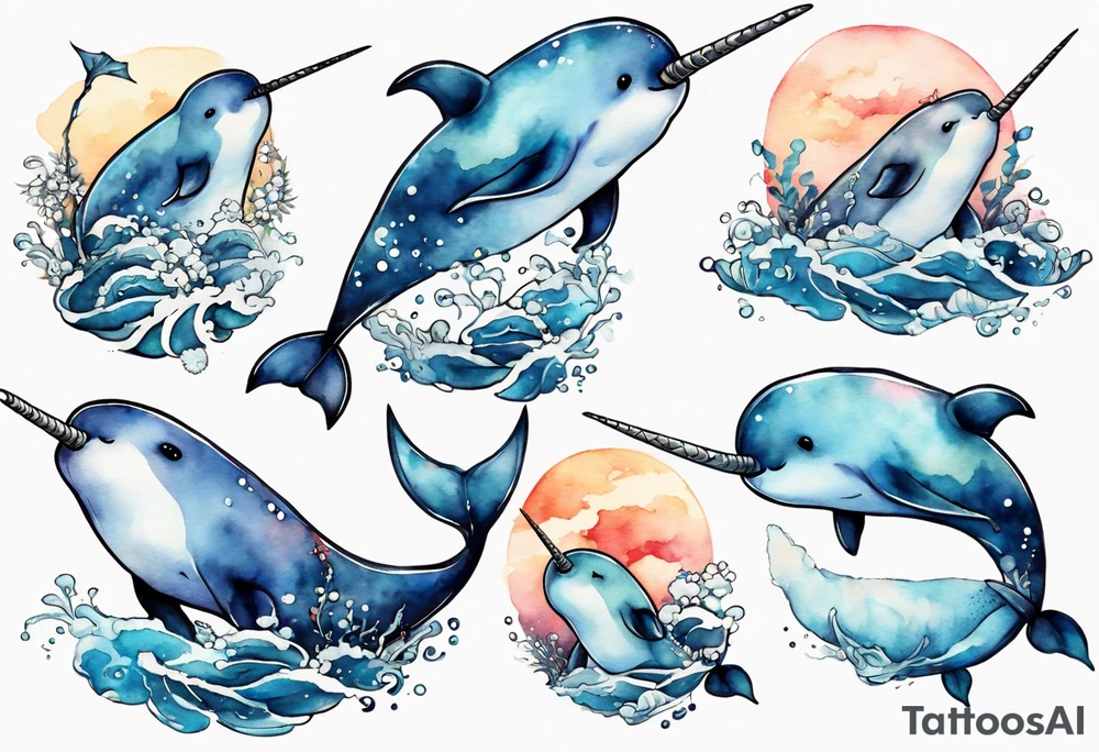 a sad narwhal tattoo idea