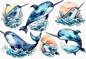 a sad narwhal tattoo idea