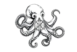 hammerhai,darunter ein kompass,oktopus. tattoo idea