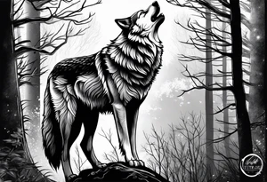 Howling wolf tattoo idea