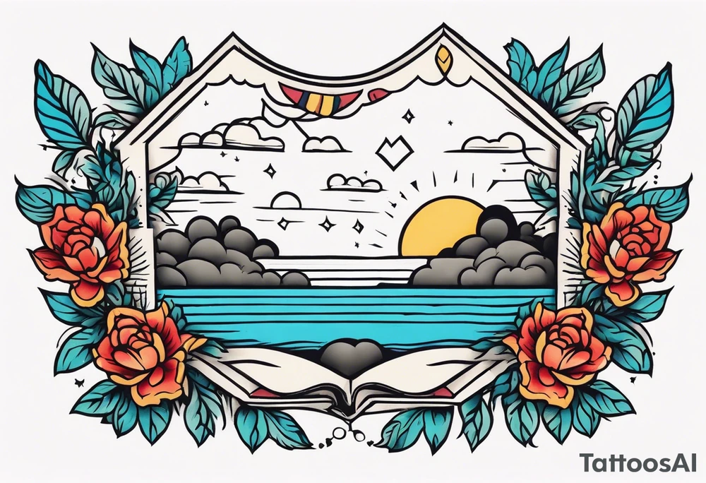 heaven vintage tattoo style old school traditional bold color tattoo idea