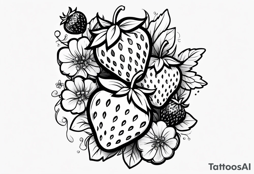 Illustrative  Strawberry tattoo idea