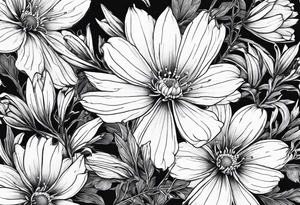 Honeysuckle cosmos flowers tattoo idea