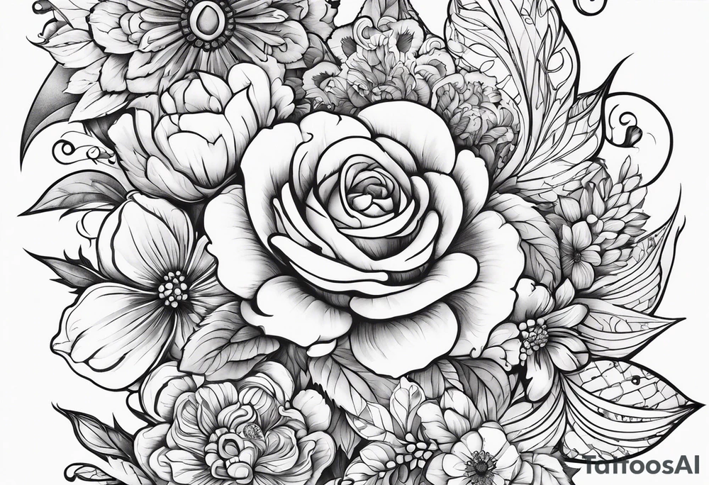 ornaments of flowers tattoo idea