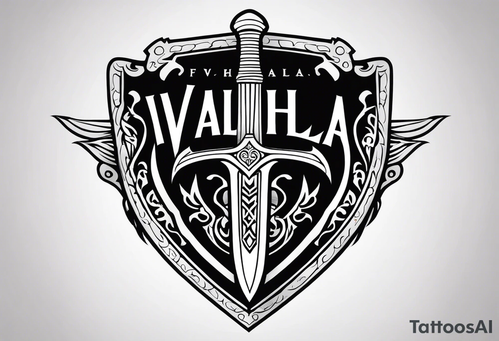 Valhalla shield sword tattoo idea