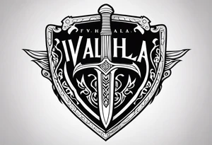 Valhalla shield sword tattoo idea