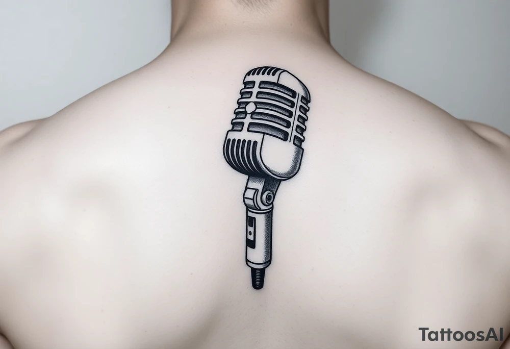 Microphone with a box on the handle tattoo idea