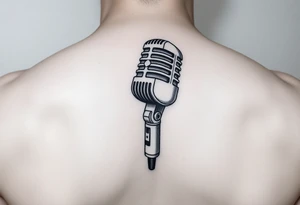 Microphone with a box on the handle tattoo idea