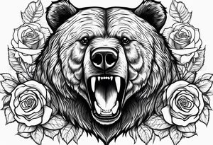 Bondage rose mouth bear tattoo idea