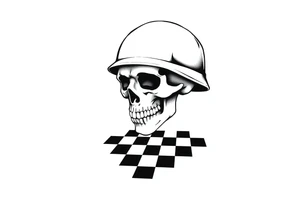 soldier skull with checkered floor tattoo idea