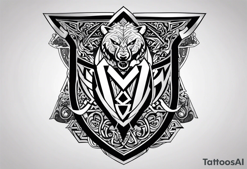 Sword shield dragon Valhalla valknut bear tattoo idea