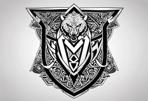 Sword shield dragon Valhalla valknut bear tattoo idea