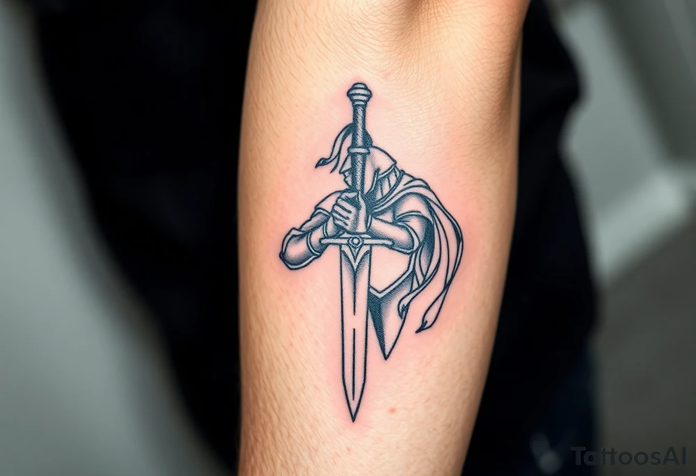 knight with sword tattoo idea
