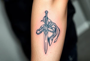 knight with sword tattoo idea