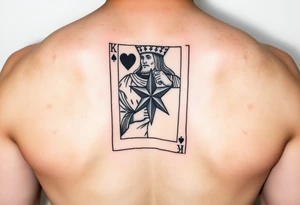 king of hearts card with army star tattoo idea