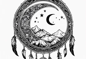Crescent moon dreamcatcher tattoo idea