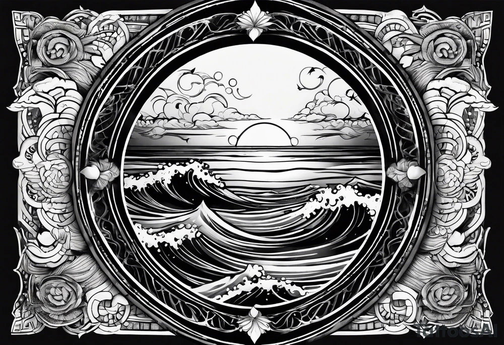 I want a tattoo of the ocean in circle which is choatic tattoo idea