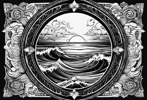 I want a tattoo of the ocean in circle which is choatic tattoo idea