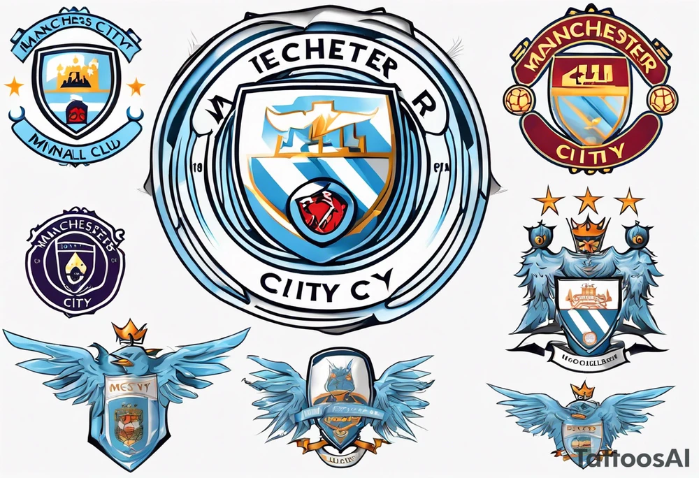 modified Manchester City football club logo or crest with creative background tattoo idea