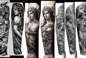 greek mythology
full arm sleeve
realistic pictures tattoo idea