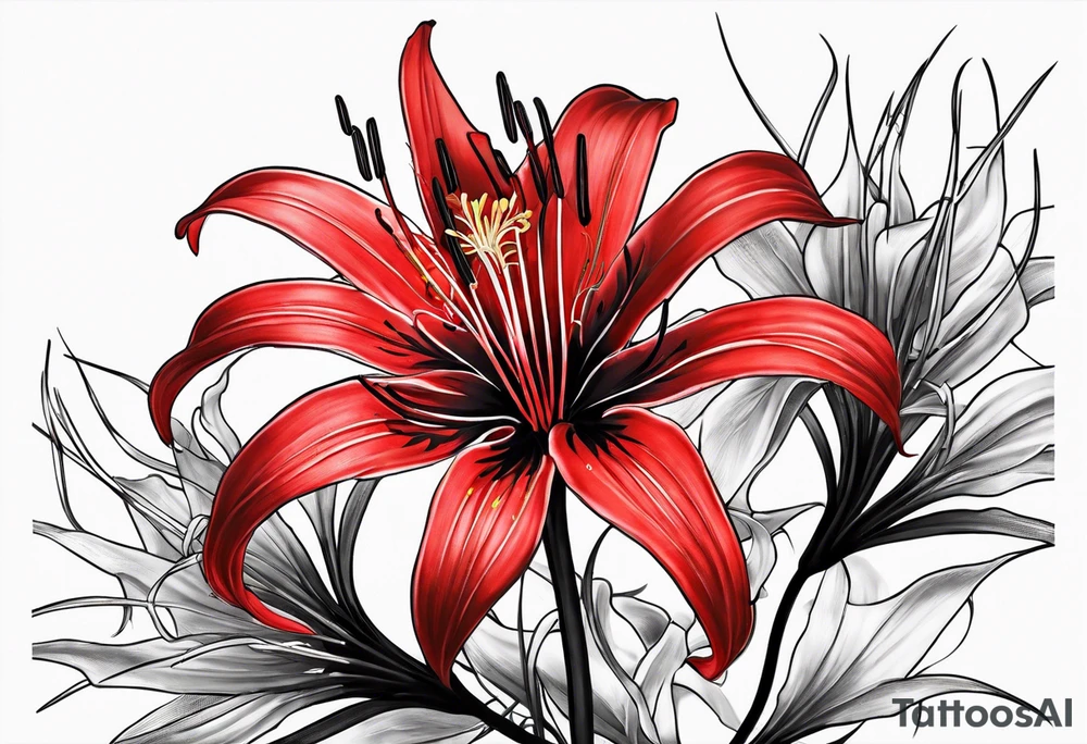 Red Spider Lily, Black Dragon tattoo idea
