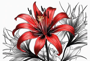 Red Spider Lily, Black Dragon tattoo idea