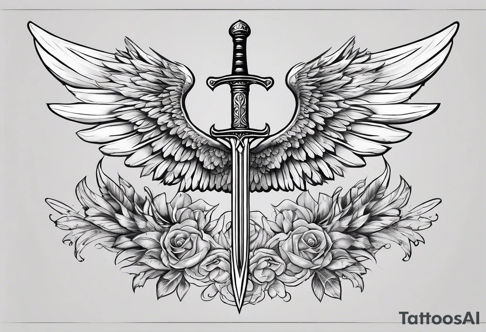 Sword with angel wing tattoo idea