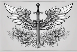 Sword with angel wing tattoo idea